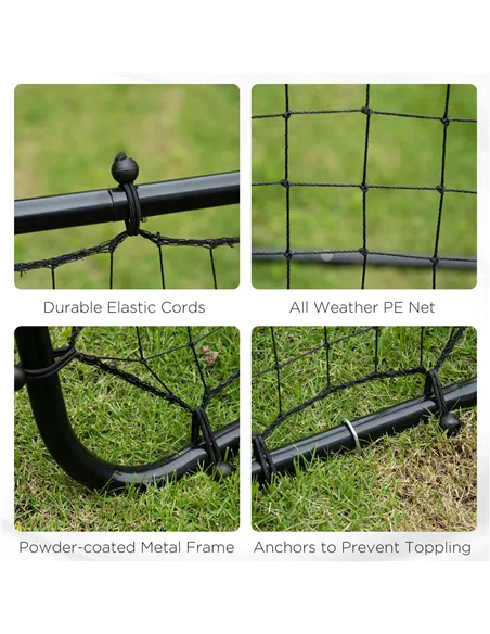HOMCOM Rebounder Net, Practise Kickback Goal, for Teens, Adults Training - Black