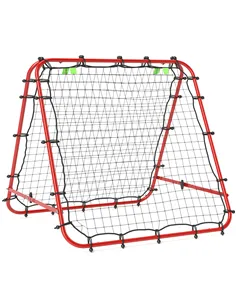 HOMCOM Double Sided Football Rebounder Net, Football Rebound Goal with Five Adjustable Angles, Red