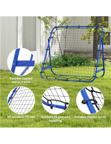 HOMCOM Adjustable Rebounder Net Kickback Target Goal for Teens Adults Training, Blue