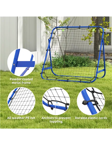 HOMCOM Adjustable Rebounder Net Kickback Target Goal for Teens Adults Training, Blue