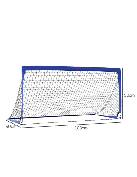 HOMCOM Set of 2 Football Goal Net 6 x 3 ft Foldable Outdoor Sport Training Teens Adults Football with Carrying Bag Blue
