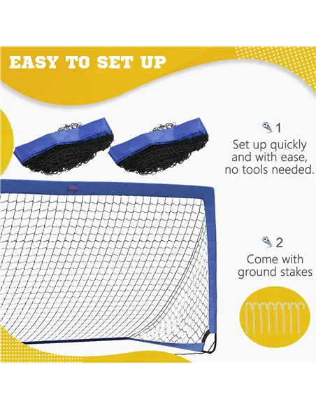 HOMCOM Set of 2 Football Goal Net 6 x 3 ft Foldable Outdoor Sport Training Teens Adults Football with Carrying Bag Blue