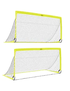 HOMCOM Two Football Goal Nets, Foldable Outdoor Sport Training Equipment, for Teens, Adults, with Carrying Bag, Yellow