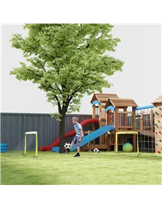 HOMCOM Two Football Goal Nets, Foldable Outdoor Sport Training Equipment, for Teens, Adults, with Carrying Bag, Yellow 2