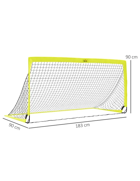 HOMCOM Two Football Goal Nets, Foldable Outdoor Sport Training Equipment, for Teens, Adults, with Carrying Bag, Yellow
