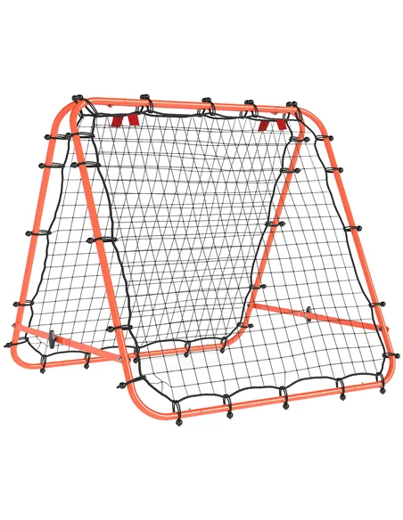 HOMCOM Double Sided Football Rebounder Net, Football Rebound Goal with Five Adjustable Angles, Orange