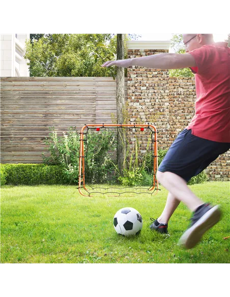 HOMCOM Double Sided Football Rebounder Net, Football Rebound Goal with Five Adjustable Angles, Orange