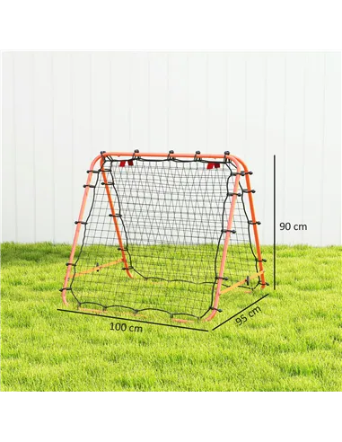 HOMCOM Double Sided Football Rebounder Net, Football Rebound Goal with Five Adjustable Angles, Orange