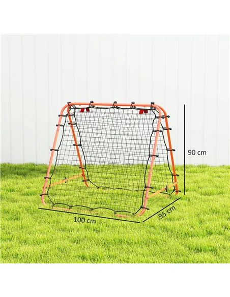 HOMCOM Double Sided Football Rebounder Net, Football Rebound Goal with Five Adjustable Angles, Orange