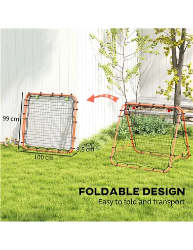 HOMCOM Double Sided Football Rebounder Net, Football Rebound Goal with Five Adjustable Angles, Orange