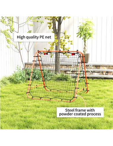 HOMCOM Double Sided Football Rebounder Net, Football Rebound Goal with Five Adjustable Angles, Orange