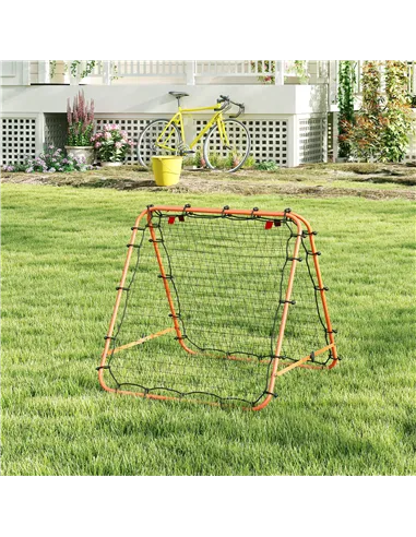 HOMCOM Double Sided Football Rebounder Net, Football Rebound Goal with Five Adjustable Angles, Orange