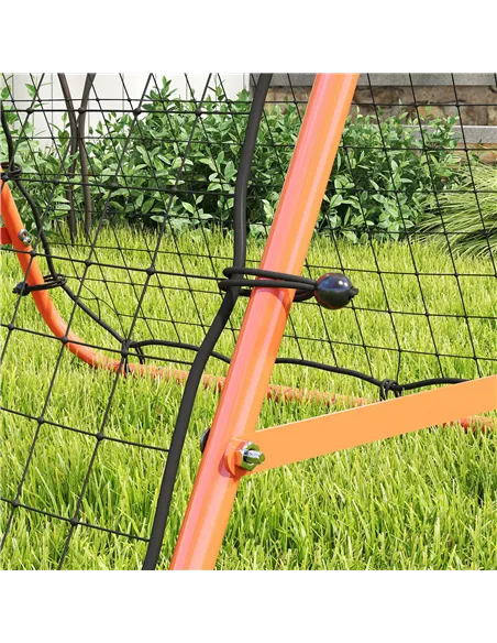 HOMCOM Double Sided Football Rebounder Net, Football Rebound Goal with Five Adjustable Angles, Orange
