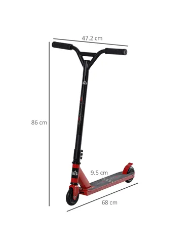 HOMCOM Street Stunt Scooter Intermediate and Beginner Freestyle Tricks Scooters For 14+ Teens Adult w/ Rear φ10cm Wheel & Brake 