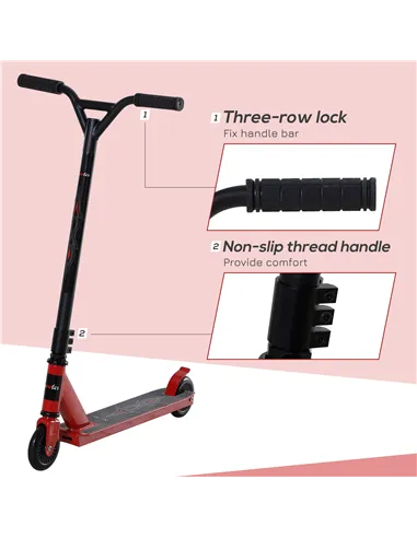 HOMCOM Street Stunt Scooter Intermediate and Beginner Freestyle Tricks Scooters For 14+ Teens Adult w/ Rear φ10cm Wheel & Brake 