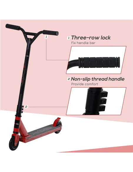 HOMCOM Street Stunt Scooter Intermediate and Beginner Freestyle Tricks Scooters For 14+ Teens Adult w/ Rear φ10cm Wheel & Brake 