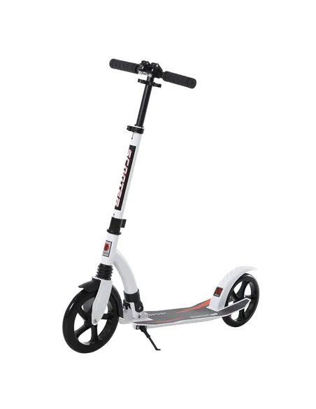 HOMCOM Foldable Kick Scooter with Double Shock Absorption and Big Wheels, Height Adjustable Aluminium Frame Big Wheel Scooter fo