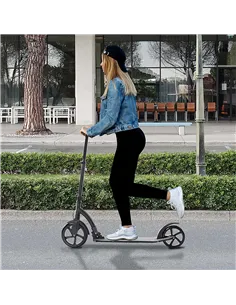 HOMCOM Foldable Kick Scooter with Double Shock Absorption and Big Wheels, Height Adjustable Aluminium Frame Big Wheel Scooter fo 2