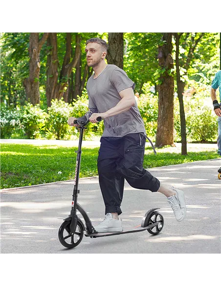 HOMCOM Foldable Kick Scooter with Double Shock Absorption and Big Wheels, Height Adjustable Aluminium Frame Big Wheel Scooter fo