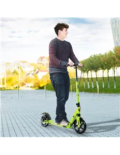 HOMCOM Kick Scooter, Folding 2 Wheel Scooter for 14+ Teens Adults, with Dual Brake System, Dual Suspension, 230mm Big Wheels, 3  2