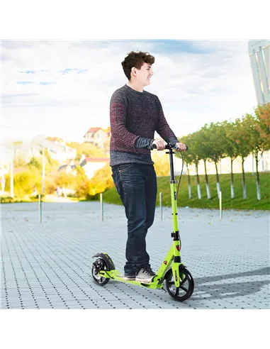 HOMCOM Kick Scooter, Folding 2 Wheel Scooter for 14+ Teens Adults, with Dual Brake System, Dual Suspension, 230mm Big Wheels, 3 