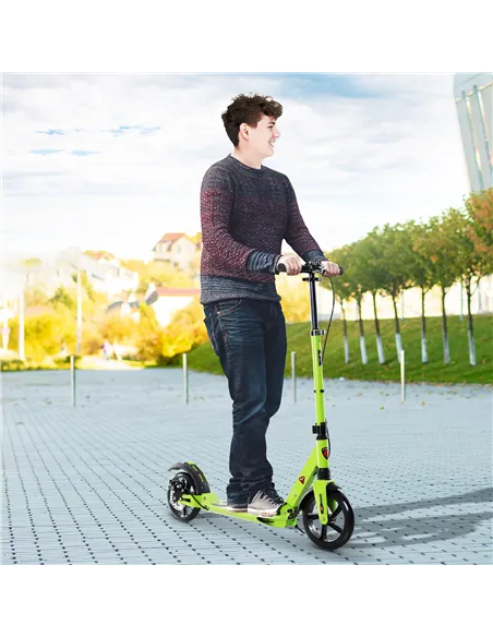 HOMCOM Kick Scooter, Folding 2 Wheel Scooter for 14+ Teens Adults, with Dual Brake System, Dual Suspension, 230mm Big Wheels, 3 