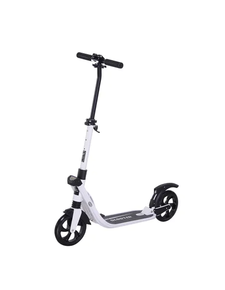 HOMCOM Folding Kick Scooter Hight-Adjustable Urban Scooter w/ Rear Brake, Double Shock Absorption System & 2 Big Wheels, For 14+