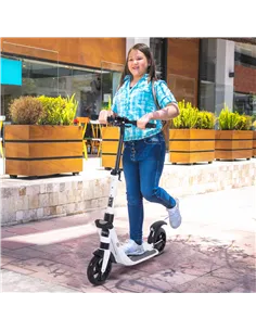 HOMCOM Folding Kick Scooter Hight-Adjustable Urban Scooter w/ Rear Brake, Double Shock Absorption System & 2 Big Wheels, For 14+ 2