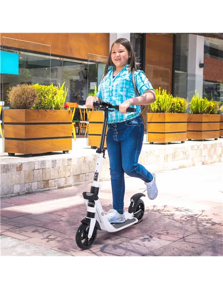 HOMCOM Folding Kick Scooter Hight-Adjustable Urban Scooter w/ Rear Brake, Double Shock Absorption System & 2 Big Wheels, For 14+