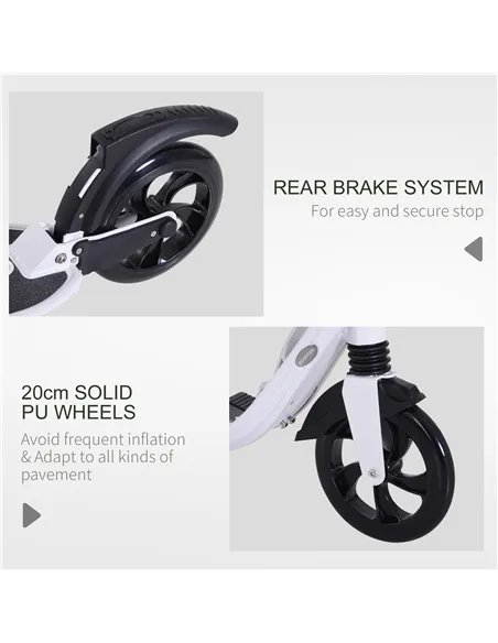 HOMCOM Folding Kick Scooter Hight-Adjustable Urban Scooter w/ Rear Brake, Double Shock Absorption System & 2 Big Wheels, For 14+