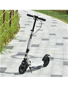 HOMCOM Teen/Adults Aluminium Folding Kick Scooter w/ Shock Mitigation System Silver 2