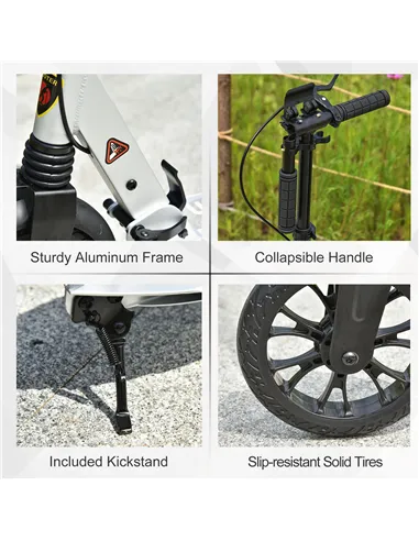 HOMCOM Teen/Adults Aluminium Folding Kick Scooter w/ Shock Mitigation System Silver