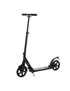 HOMCOM Folding Kick Scooter, Adjustable Ride On Scooter with 200mm Big Wheels and Double Shock Absorption, Urban Scooter for 14+
