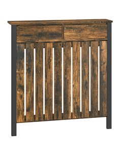 HOMCOM 93 x 88.5cm Rustic-Look Radiator Cover - Brown/Black