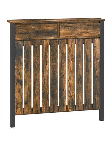 HOMCOM 93 x 88.5cm Rustic-Look Radiator Cover - Brown/Black