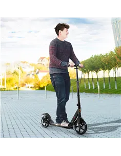 HOMCOM Kick Scooter, Folding 2 Wheel Scooter for 14+ Teens Adults, with Dual Brake System, Dual Suspension, 230mm Big Wheels, 3  2
