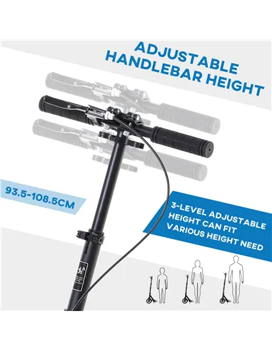 HOMCOM Adult Teens Kick Scooter Foldable Height Adjustable Aluminium Ride On Toy for 14+ w/ Rear Wheel & Hand Brake, 200mm Big W