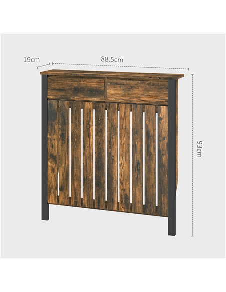 HOMCOM 93 x 88.5cm Rustic-Look Radiator Cover - Brown/Black