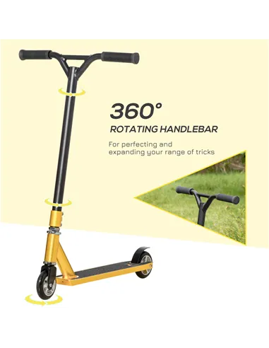 HOMCOM Stunt Scooter, 360° Entry Level Tricks Scooter w/ Lightweight Aluminium Deck and ABEC 7 Bearing, For Age 14+ Beginners, G