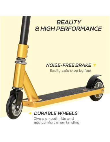 HOMCOM Stunt Scooter, 360° Entry Level Tricks Scooter w/ Lightweight Aluminium Deck and ABEC 7 Bearing, For Age 14+ Beginners, G