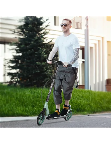HOMCOM One-click Folding Kick Scooter for 14+ w/ Adjustable Handlebar, Push Scooter with Kickstand, Dual Brake System, Shock Abs
