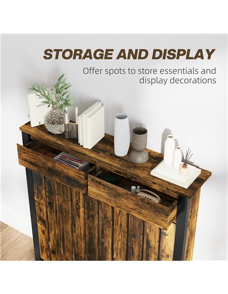 HOMCOM 93 x 88.5cm Rustic-Look Radiator Cover - Brown/Black