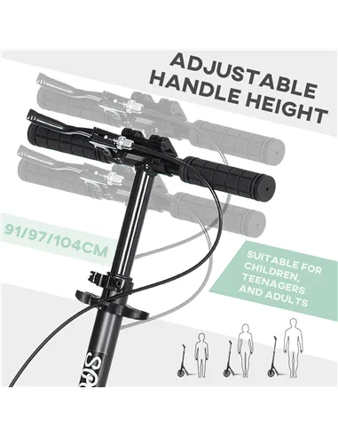 HOMCOM One-click Folding Kick Scooter for 14+ w/ Adjustable Handlebar, Push Scooter with Kickstand, Dual Brake System, Shock Abs