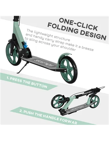 HOMCOM One-click Folding Kick Scooter for 14+ w/ Adjustable Handlebar, Push Scooter with Kickstand, Dual Brake System, Shock Abs