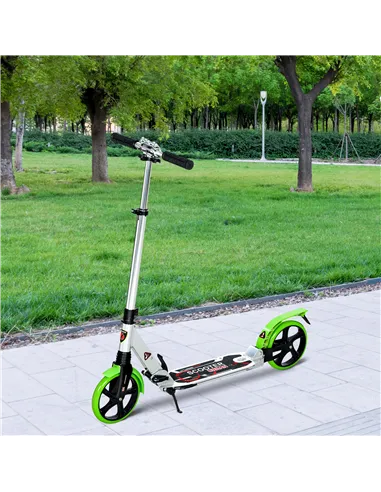 HOMCOM Folding Kick Scooter, Adjustable Ride On Scooter with 200mm Big Wheels and Double Shock Absorption, Urban Scooter for 14+