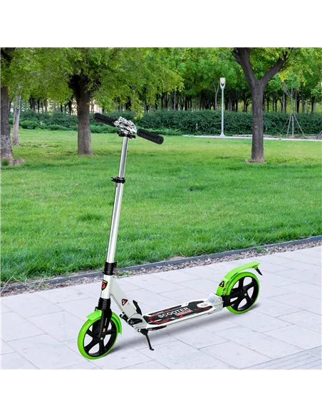 HOMCOM Folding Kick Scooter, Adjustable Ride On Scooter with 200mm Big Wheels and Double Shock Absorption, Urban Scooter for 14+