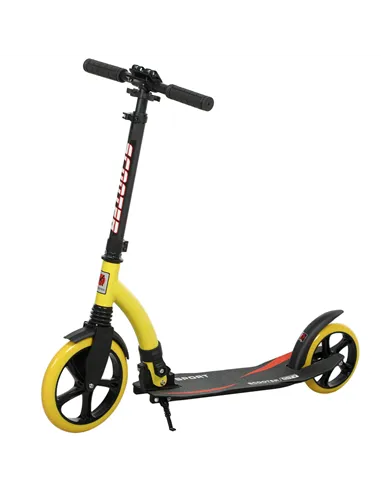 HOMCOM Foldable Kick Scooter with Double Shock Absorption and Big Wheels, Height Adjustable Aluminium Frame Big Wheel Scooter fo