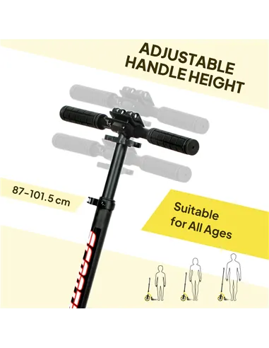 HOMCOM Foldable Kick Scooter with Double Shock Absorption and Big Wheels, Height Adjustable Aluminium Frame Big Wheel Scooter fo