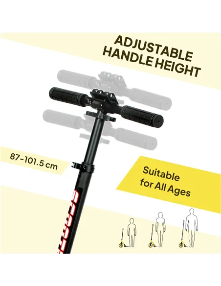 HOMCOM Foldable Kick Scooter with Double Shock Absorption and Big Wheels, Height Adjustable Aluminium Frame Big Wheel Scooter fo