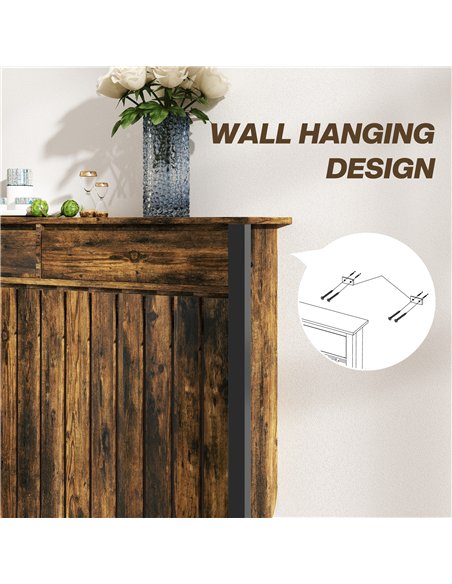HOMCOM 93 x 88.5cm Rustic-Look Radiator Cover - Brown/Black